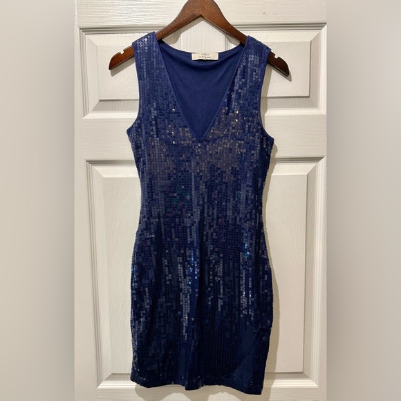 ROBERT RODRIGUEZ Size S Dark Blue Sequin Dress R $395 - Picture 2 of 10